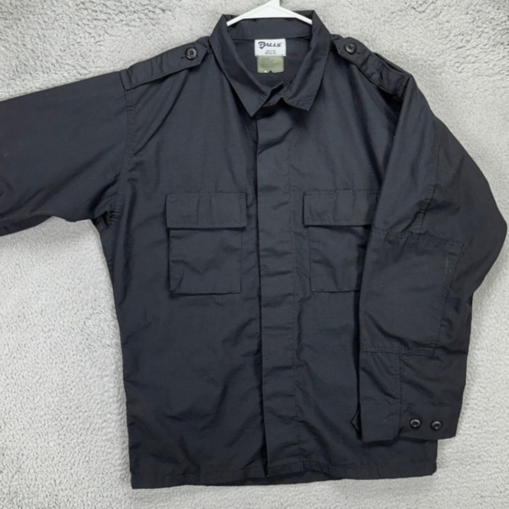 Galls Mens Tactical Military Shirt Large Black Button Up Flap Pocket Ripstop